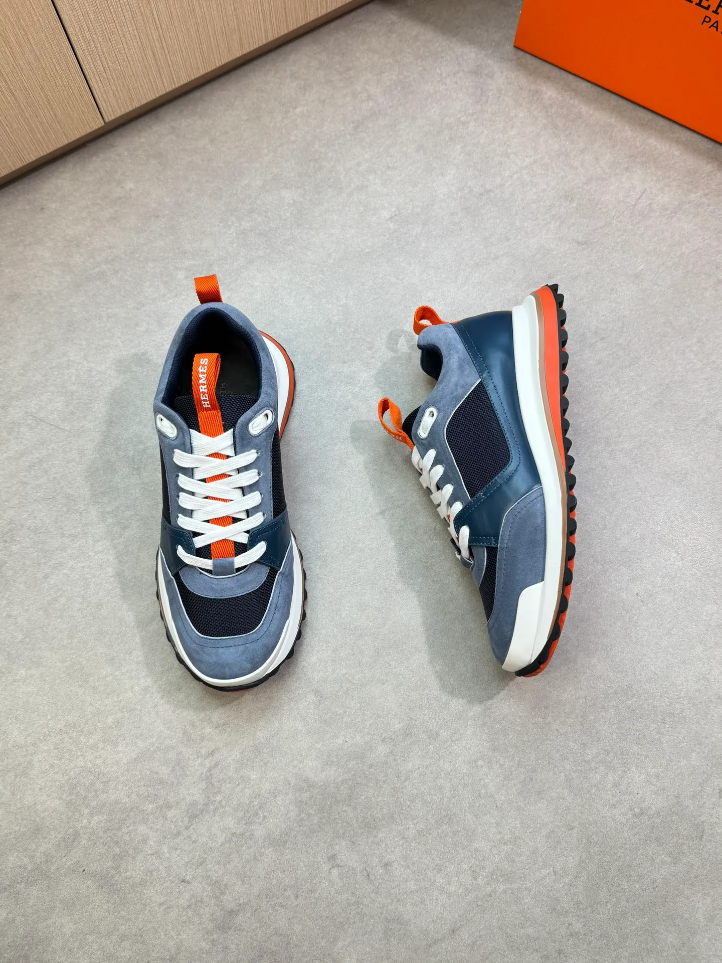 Men's shoes 💰700 [HERMES] Hermès - High-end quality original order·Casual sports shoes - Upper: 🔝Nappa calfskin, suede sheepskin leather, brand high mercerized canvas, tongue. Heel. Brand logo webbing - Inner: brand canvas, foot pad; water-dyed cowhide - Outsole: ultra-light T men's shoes 💰U foam·rubber; two-color molded outsole -Ultra-high quality control·Fine workmanship: highlighted (high-end·nobility·grade) -Size: 39-44 (38, 45, can be customized)·0118